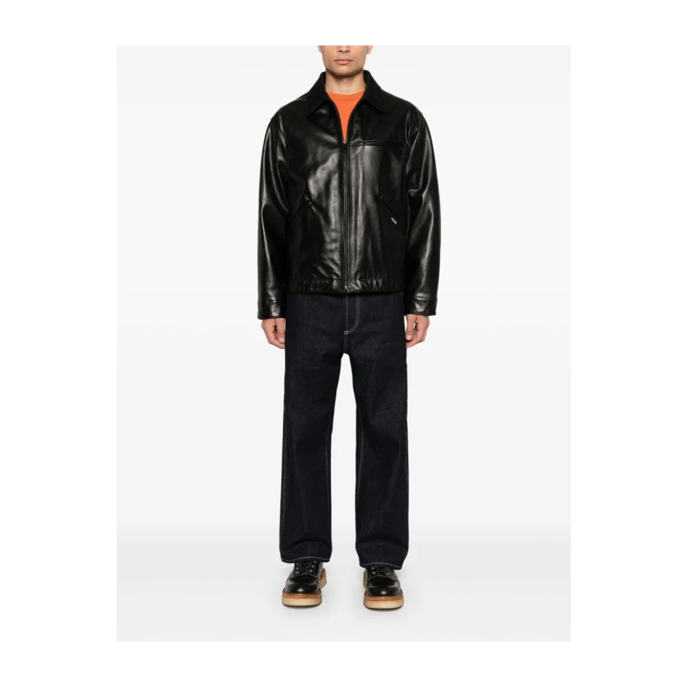 Junya Watanabe Zwarte Denim Broek met Contraststiksels Black Heren