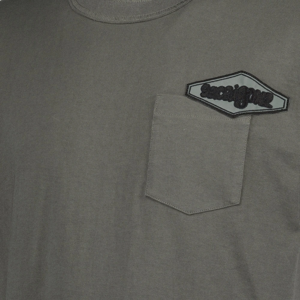 Sacai Logo T-shirt Wit Ronde Hals Korte Mouw Green Heren