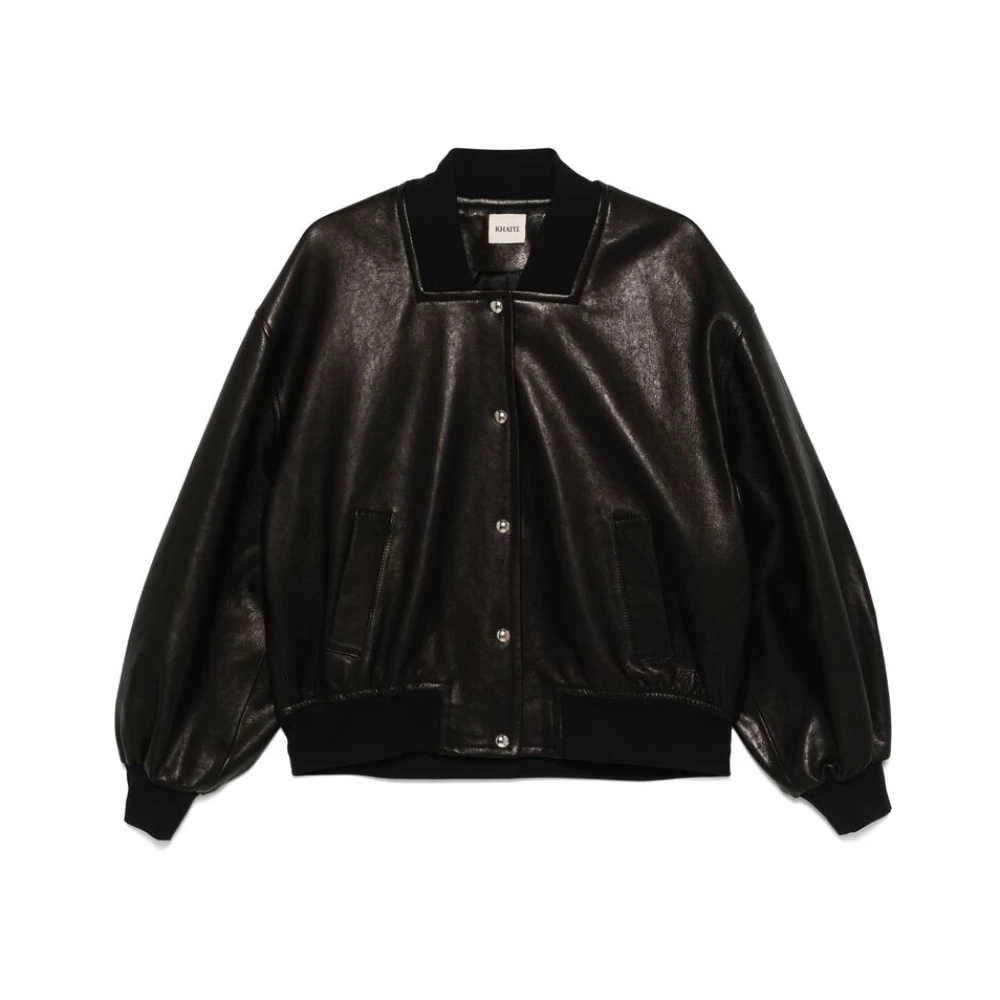 Khaite Zwart leren bovenkleding met drukknoopsluiting Black Dames
