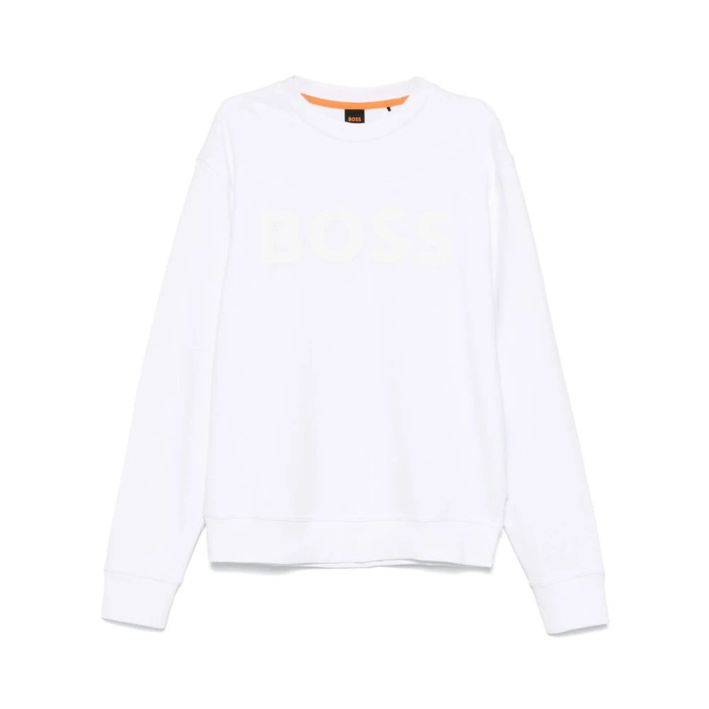 Hugo Boss Vit Bomull Crew Neck Sweatshirt White, Herr