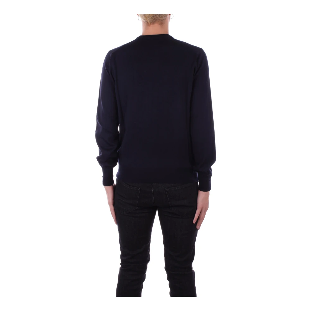 Alpha Studio Blauwe Trui met Omgeslagen Details Blue Heren