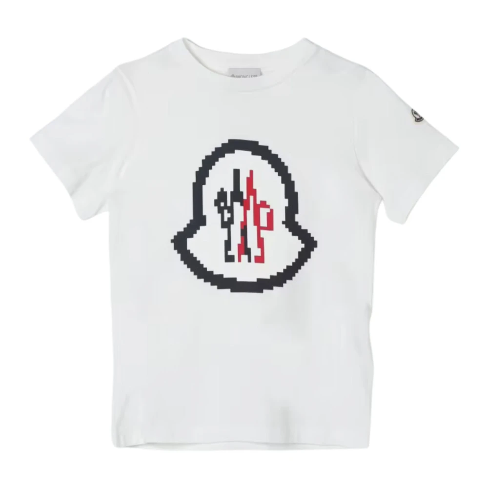 Moncler Vit T-shirt med centralt logotyp White, Pojke