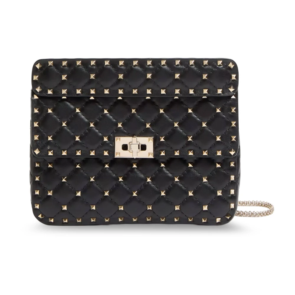 Valentino Garavani Black Cross Body Bags, Female, One Size, Rockstud Spike Shoulder Bag