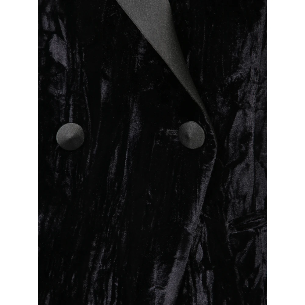 PS By Paul Smith Paars Fluweel Shawl Revers Jas Black Dames
