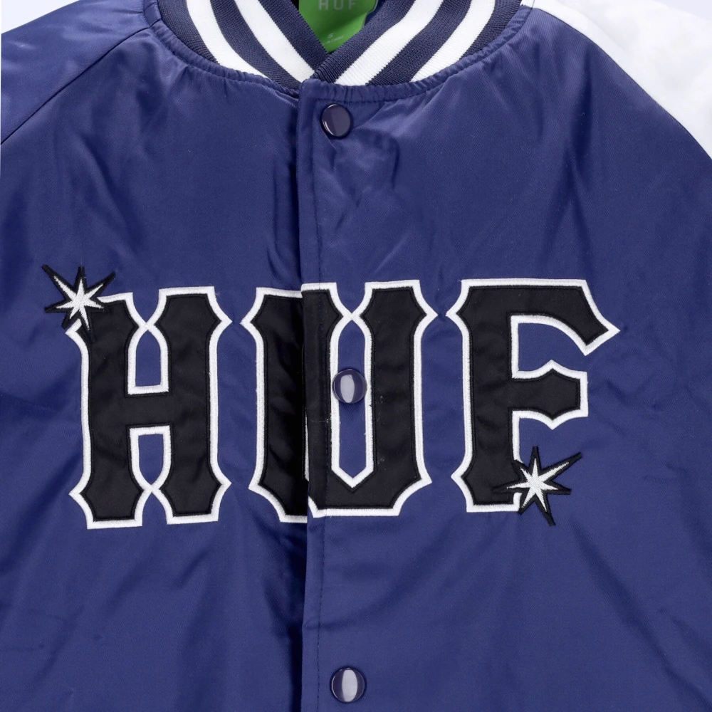 HUF Gewatteerde Satijnen Baseballjas in Marineblauw Blue Heren