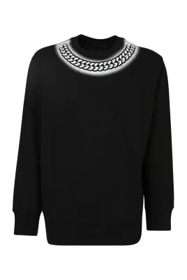 Svart Sweatshirt med präglat kedjemotiv