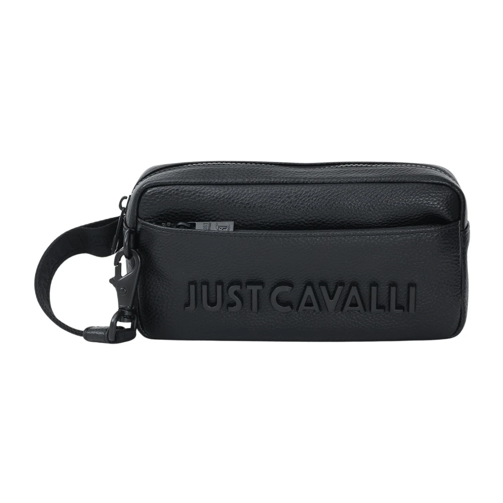 Just Cavalli Zwarte Eco-leren Compacte Pochette Tas Black Heren