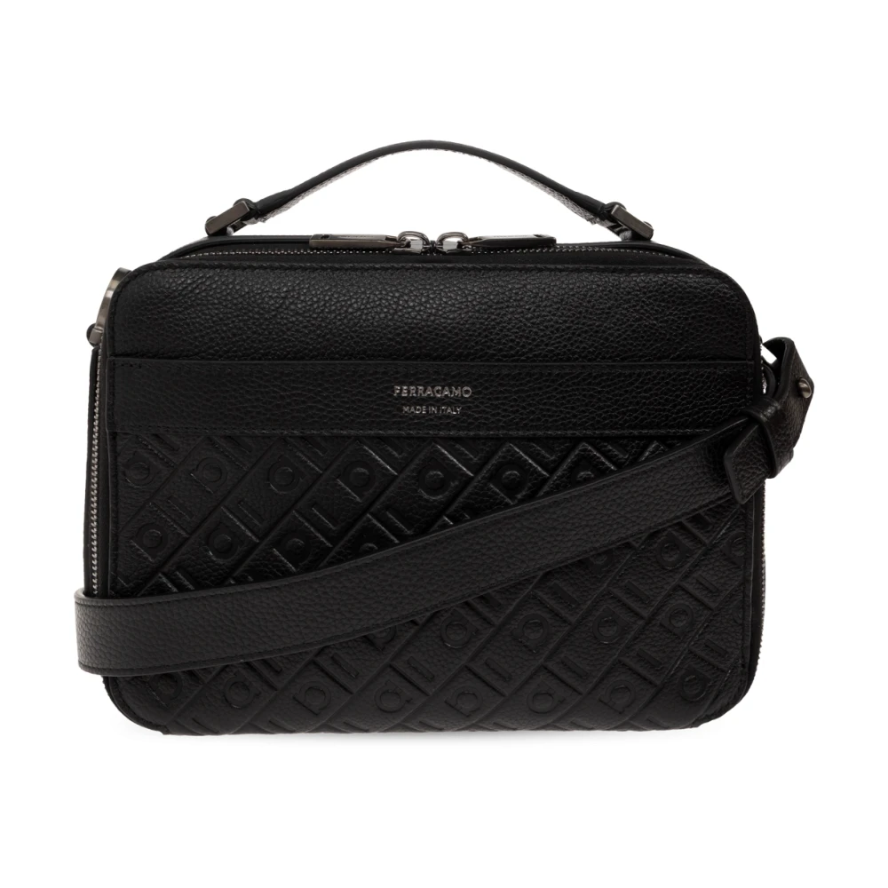 Ferragamo Men's Pebbled Leather Shoulder Bag - Nero - Image 3