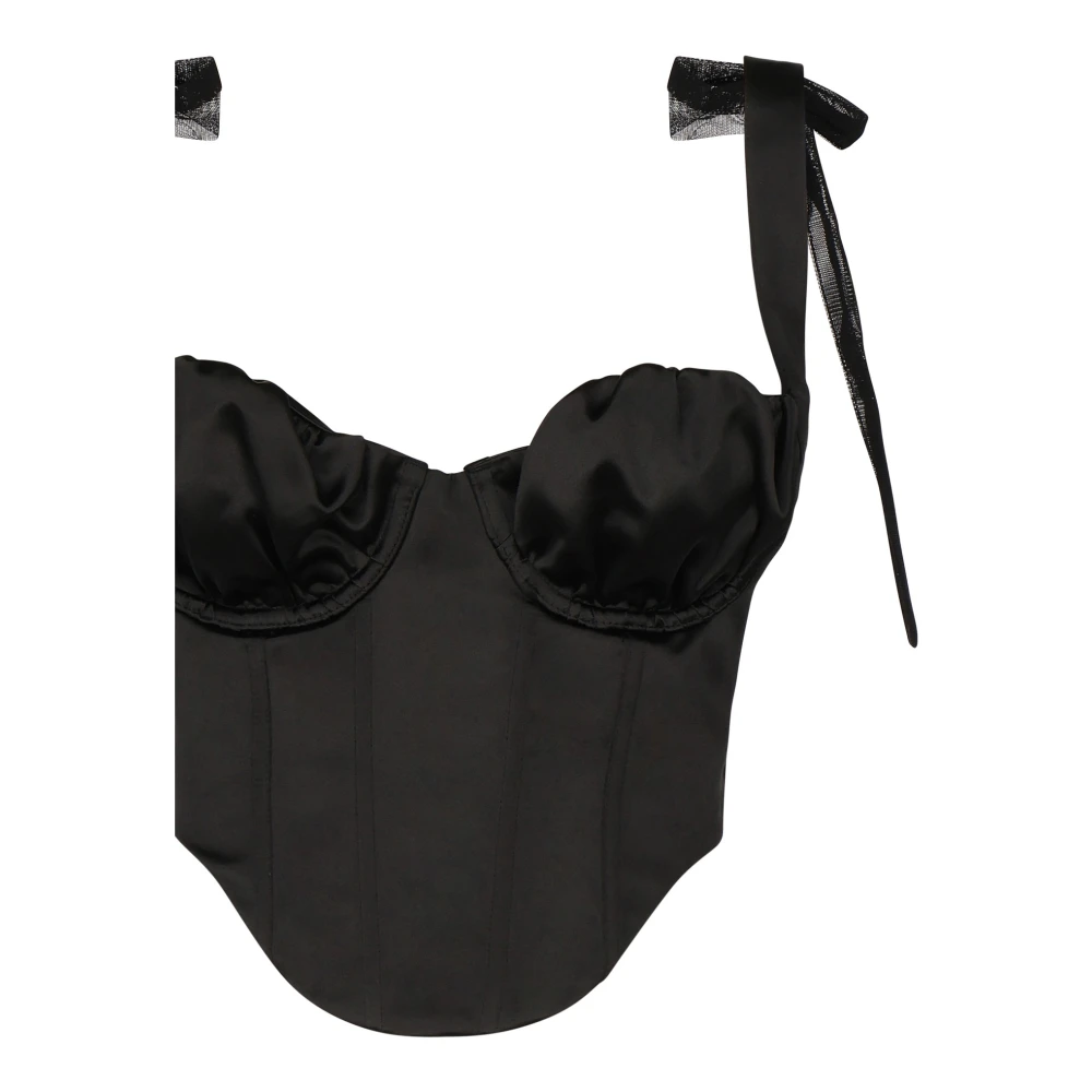 For Love & Lemons Zwarte Top met Strik en Rits Black Dames