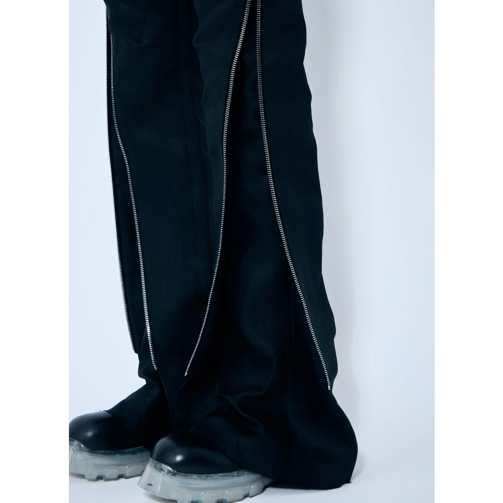 Rick Owens Linnen Banana Broek met Ritssluiting Black Heren