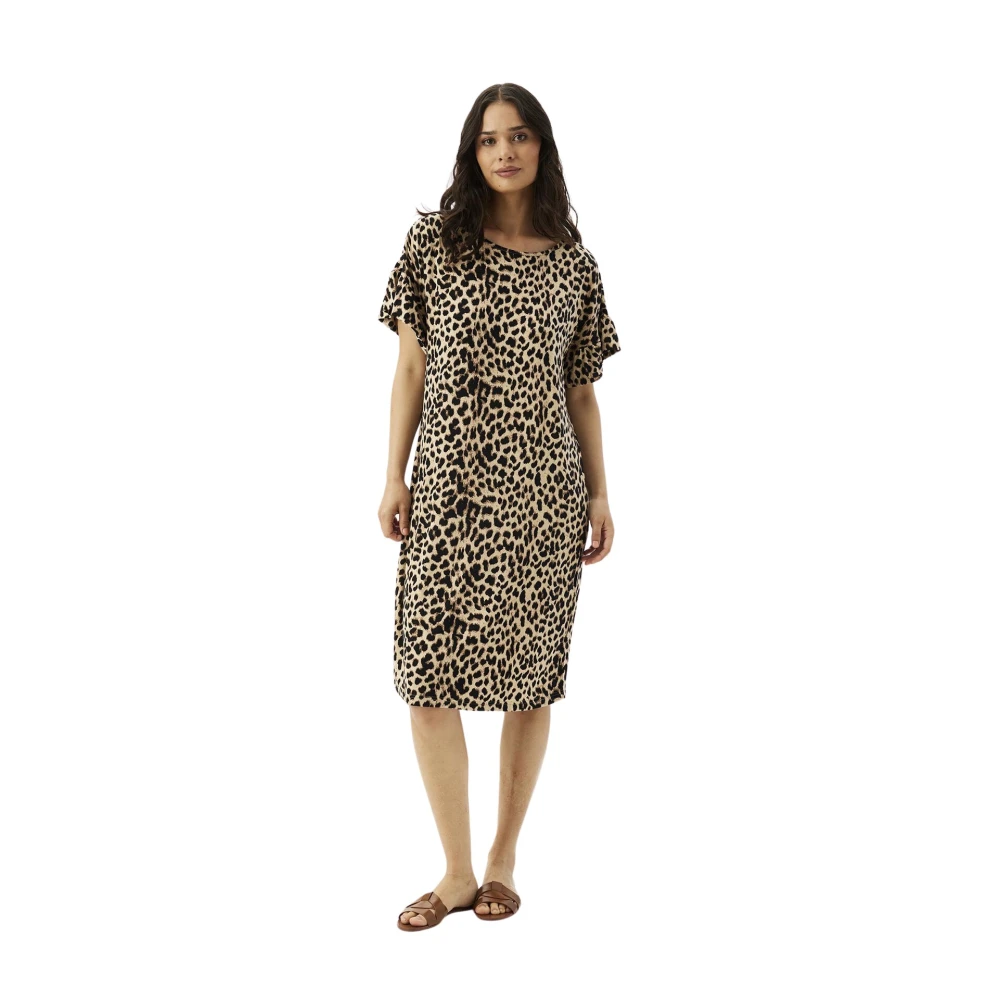 IN Front Luipaardprint Jurk Beige Dames