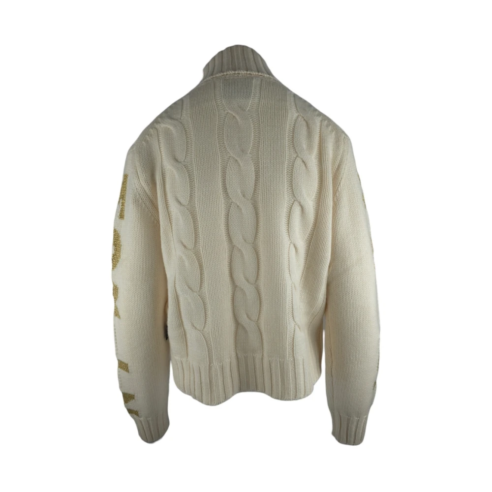 MC2 Saint Barth Witte Jacquard Sweater Cropped Dolcevita White Dames