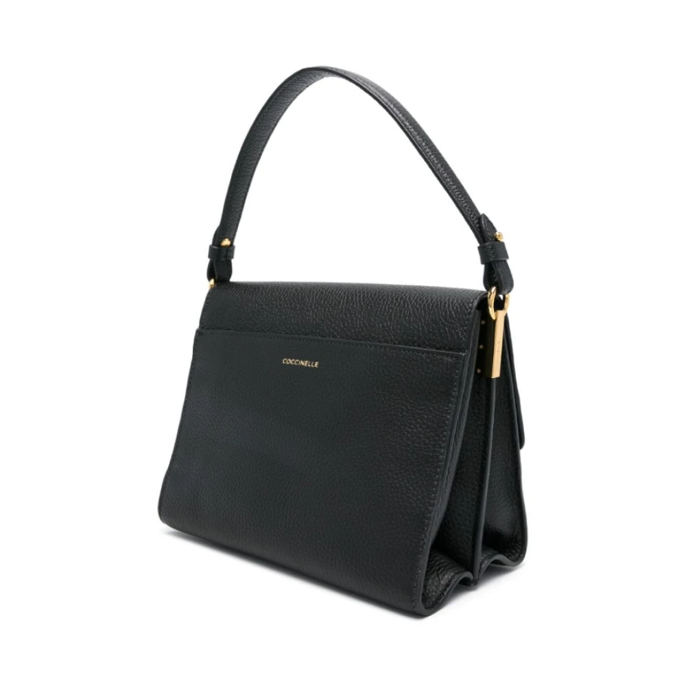 Coccinelle Zwarte Leren Schoudertas Black Dames