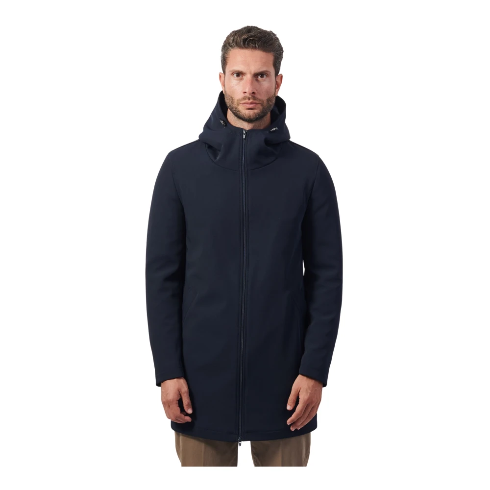 Mulish Blauwe Lange Gewatteerde Jas met Capuchon Blue Heren