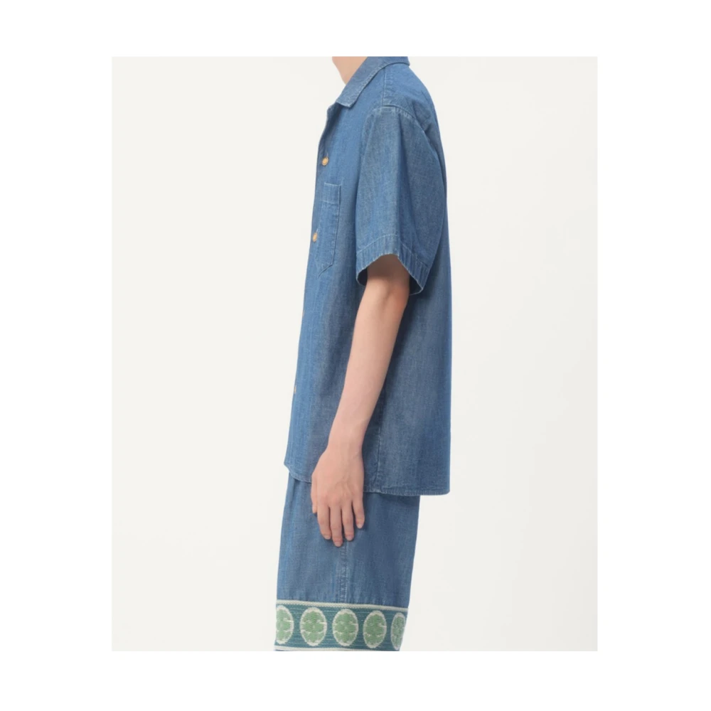 Valentino Denim Overhemd Blue Heren