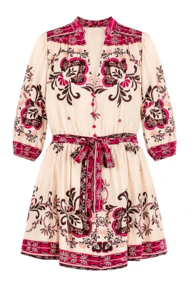Ornamental Print Short Dress