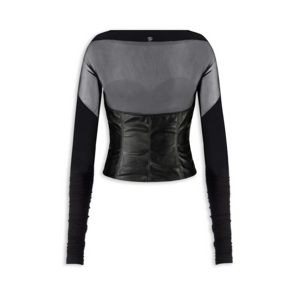 Aniye By Zwarte Stretch Faux Leren Top Black Dames