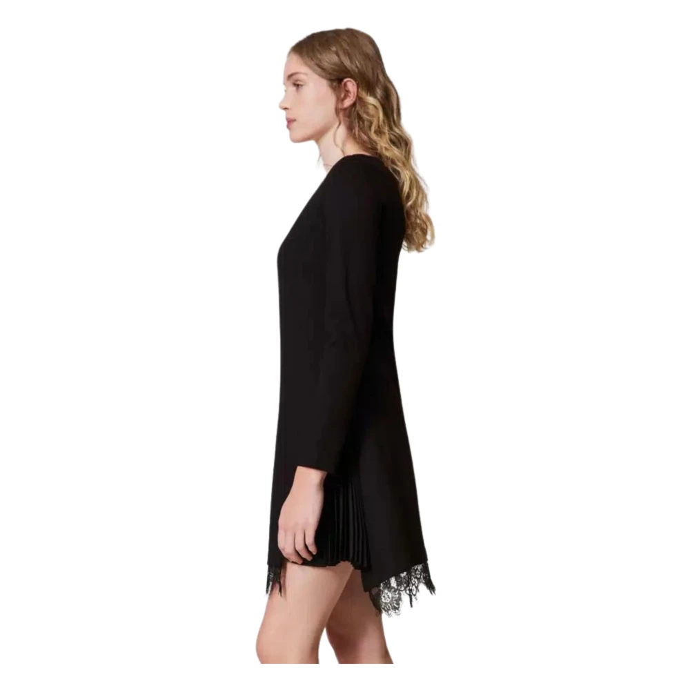 Twinset Zwarte Milano Jurk met Kantafwerking Black Dames