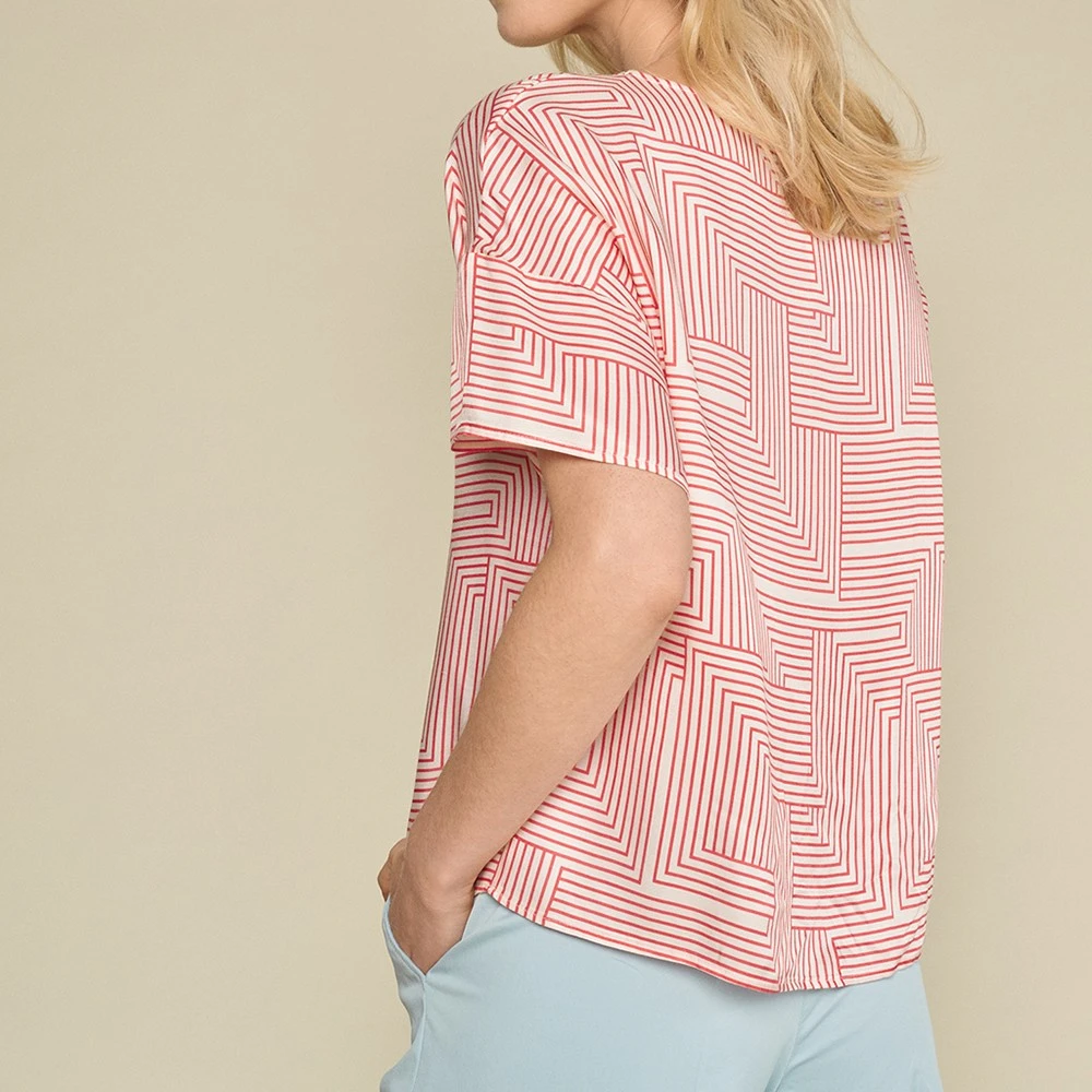 Marie Méro Asymmetrisch Print Blouse Tuniek Red Dames