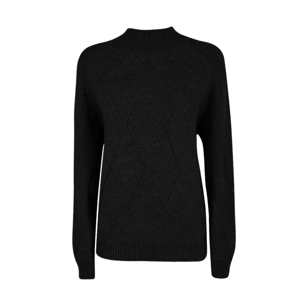 YES ZEE Geborduurde ronde hals trui Black Dames