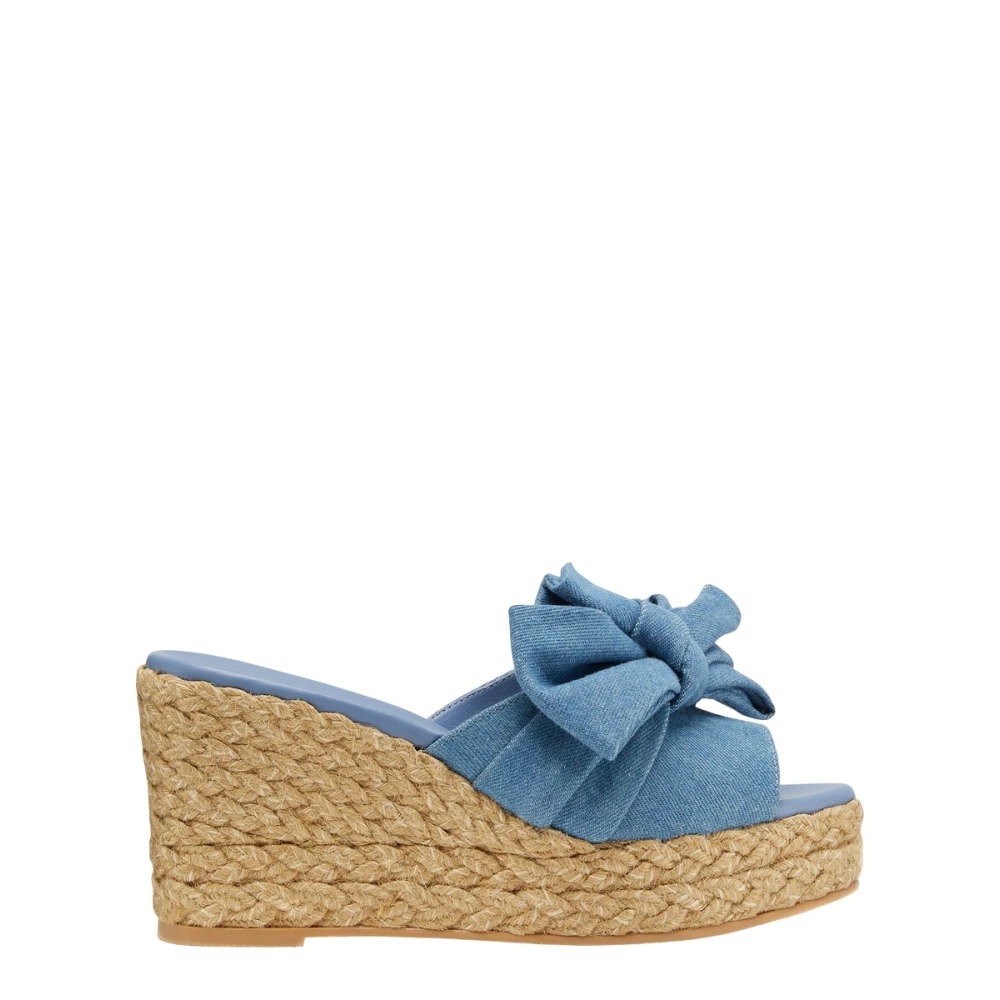 Stuart Weitzman Loveknot Espadrille Kilklack Slide Blue, Dam