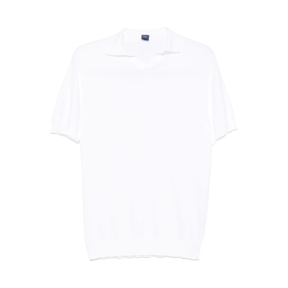 Fedeli Witte korte mouw trui met geribbelde details White Heren