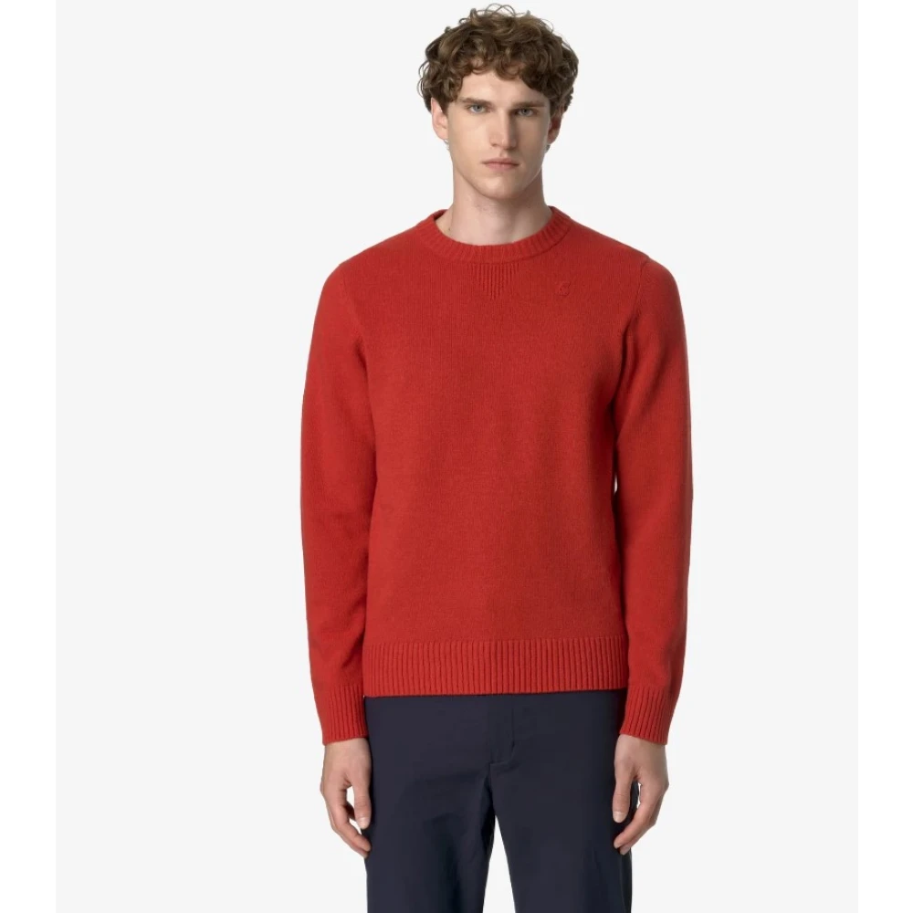 K-way Rode Crewneck Gebreide Trui Red Heren