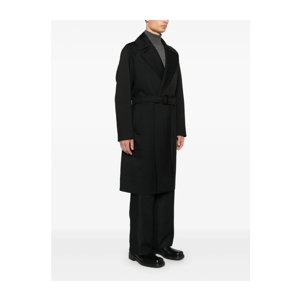 Hevo Zwarte double-breasted jas met riem Black Heren