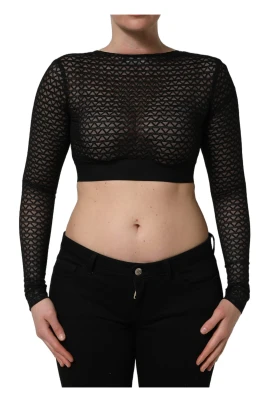 Fishnet Långärmad Croppad Topp