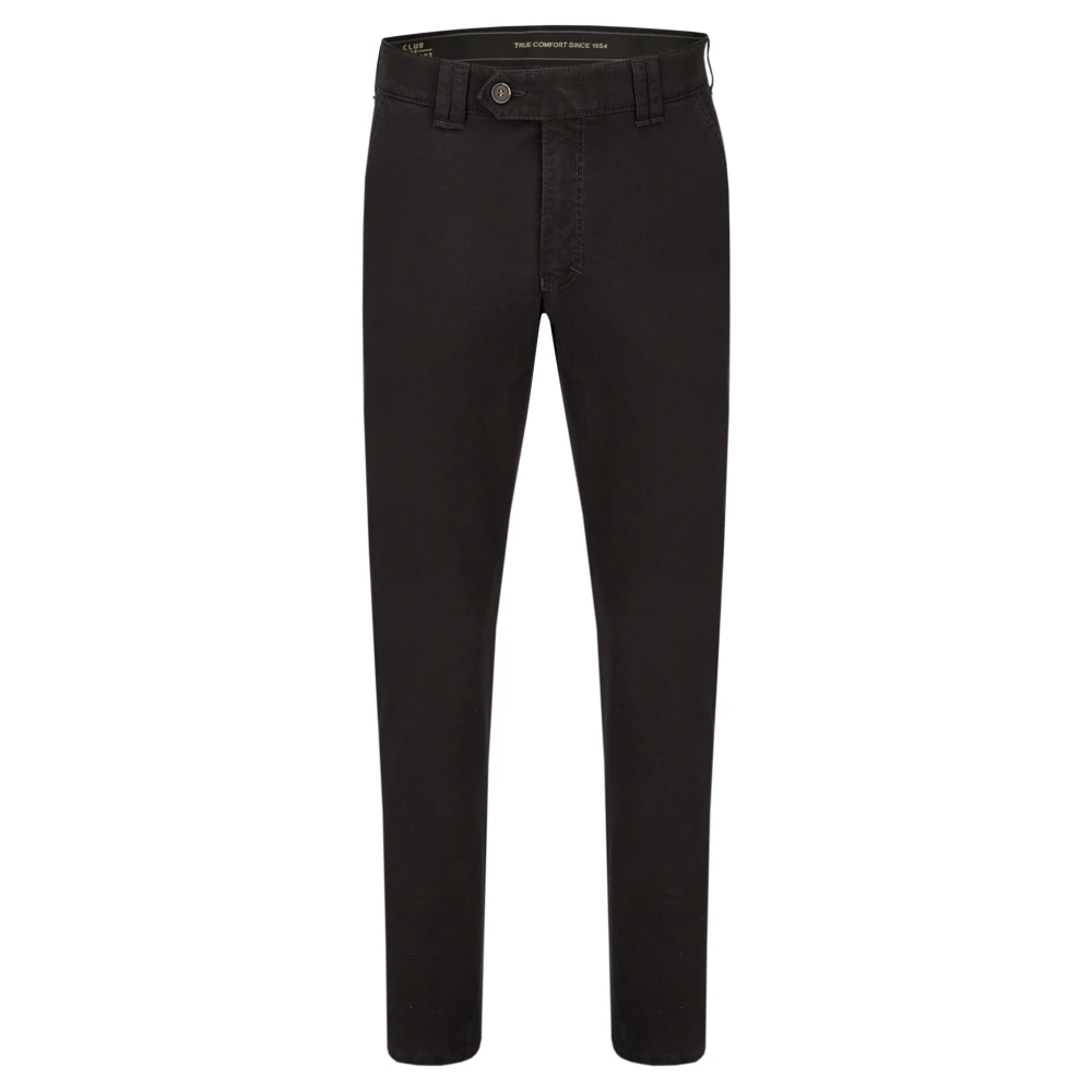 Club of comfort Comfortabele platte voorkant broek met elastische tailleband en overhemd stopper Black Heren