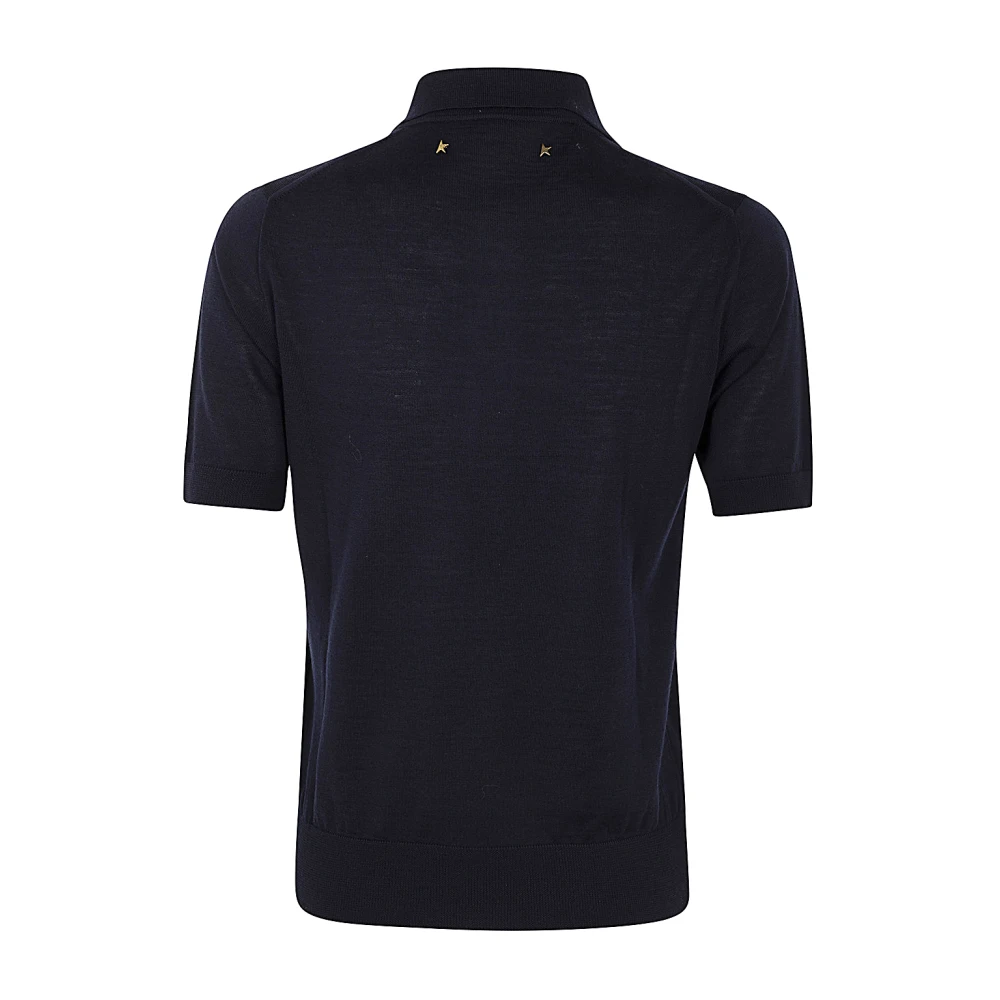 Golden Goose Navy Merino wollen polo knit top Blue Dames