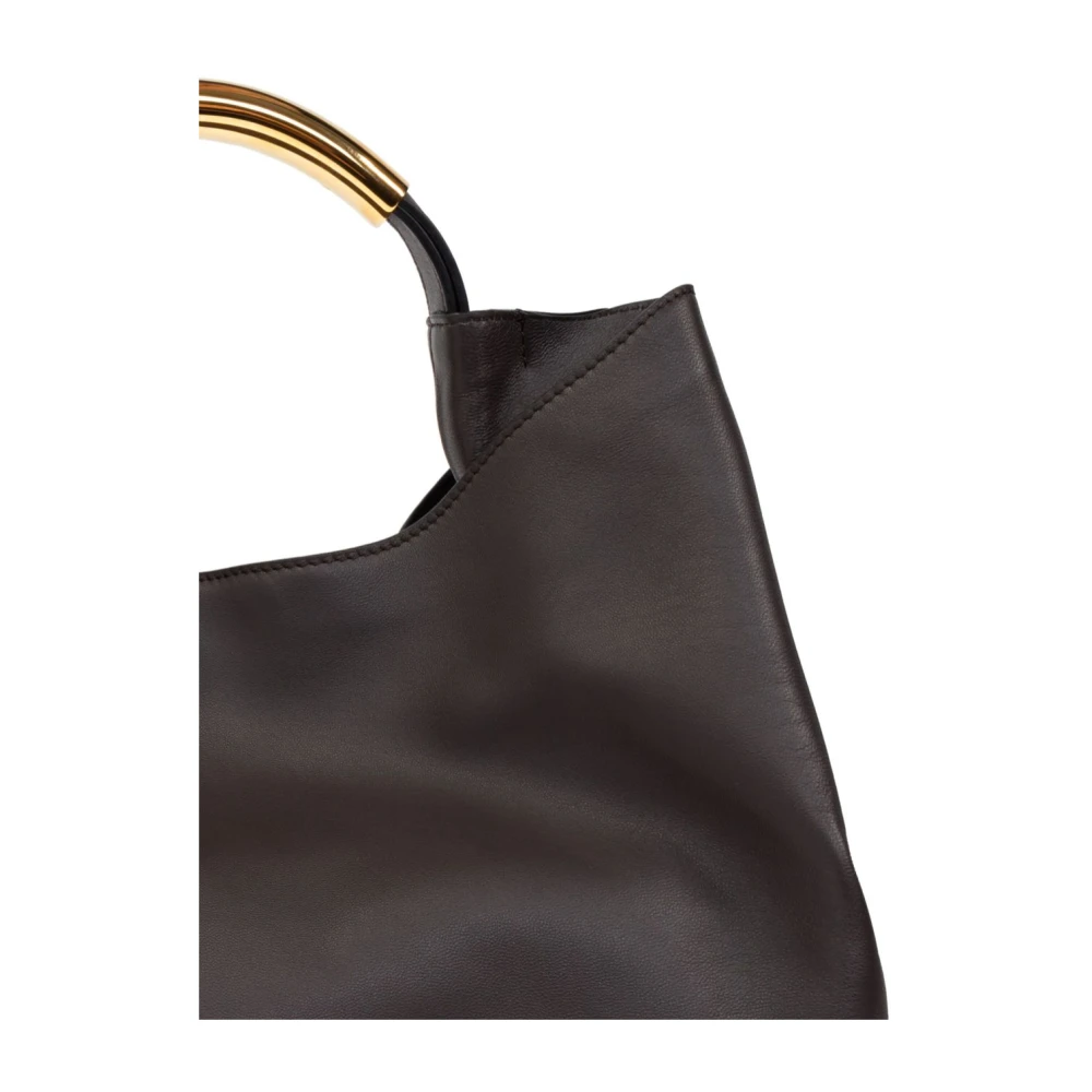Moschino Zwarte Magnetische Top Hand Schoudertas Brown Dames