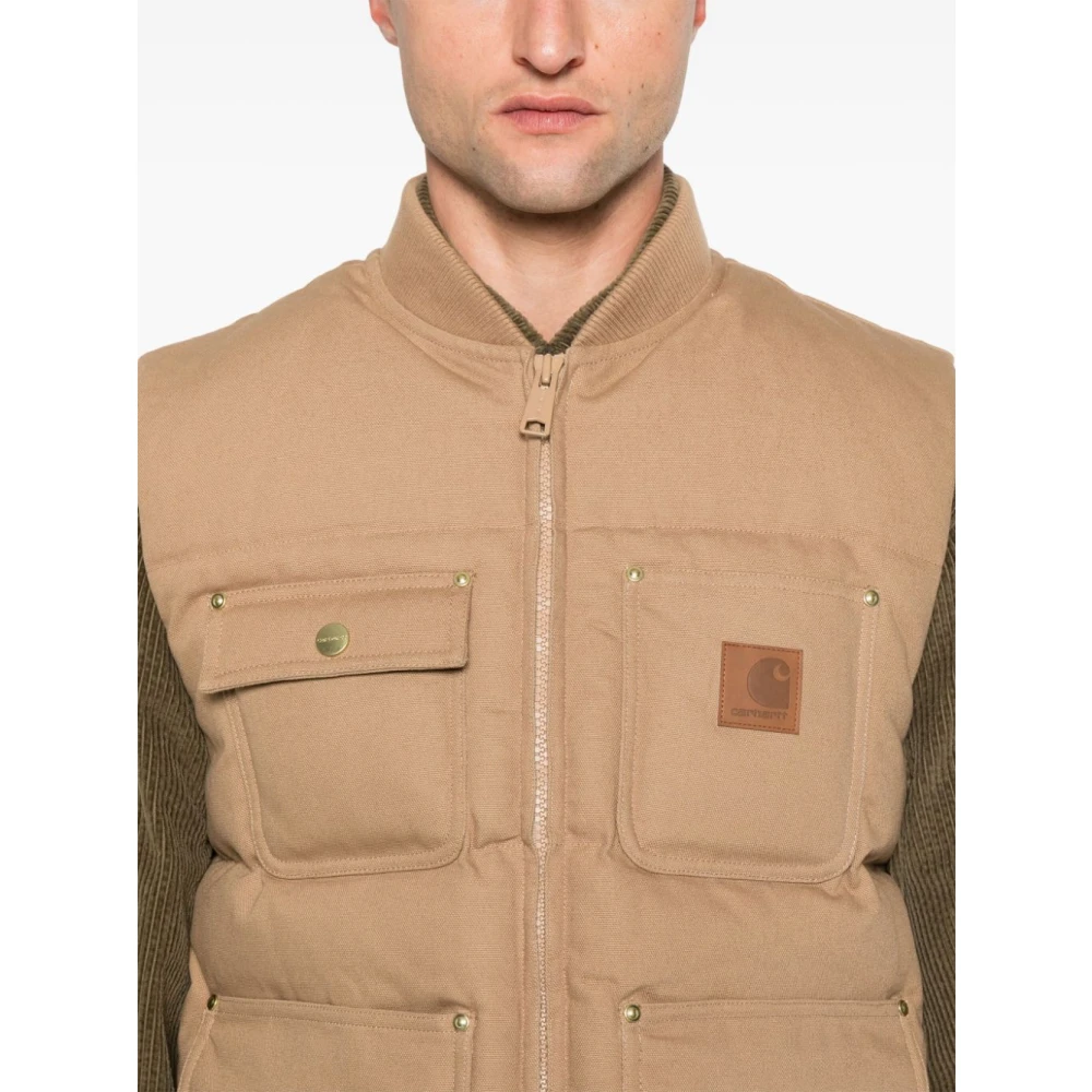 Carhartt WIP Gewatteerde Duifgrijze Jassen met Geribbelde Kraag Beige Heren