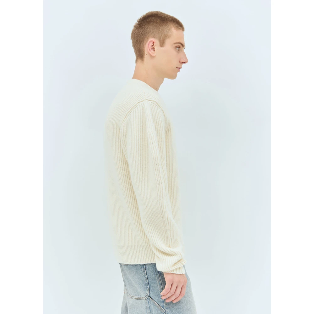 Jil Sander Wollen Crewneck Sweater Beige Heren