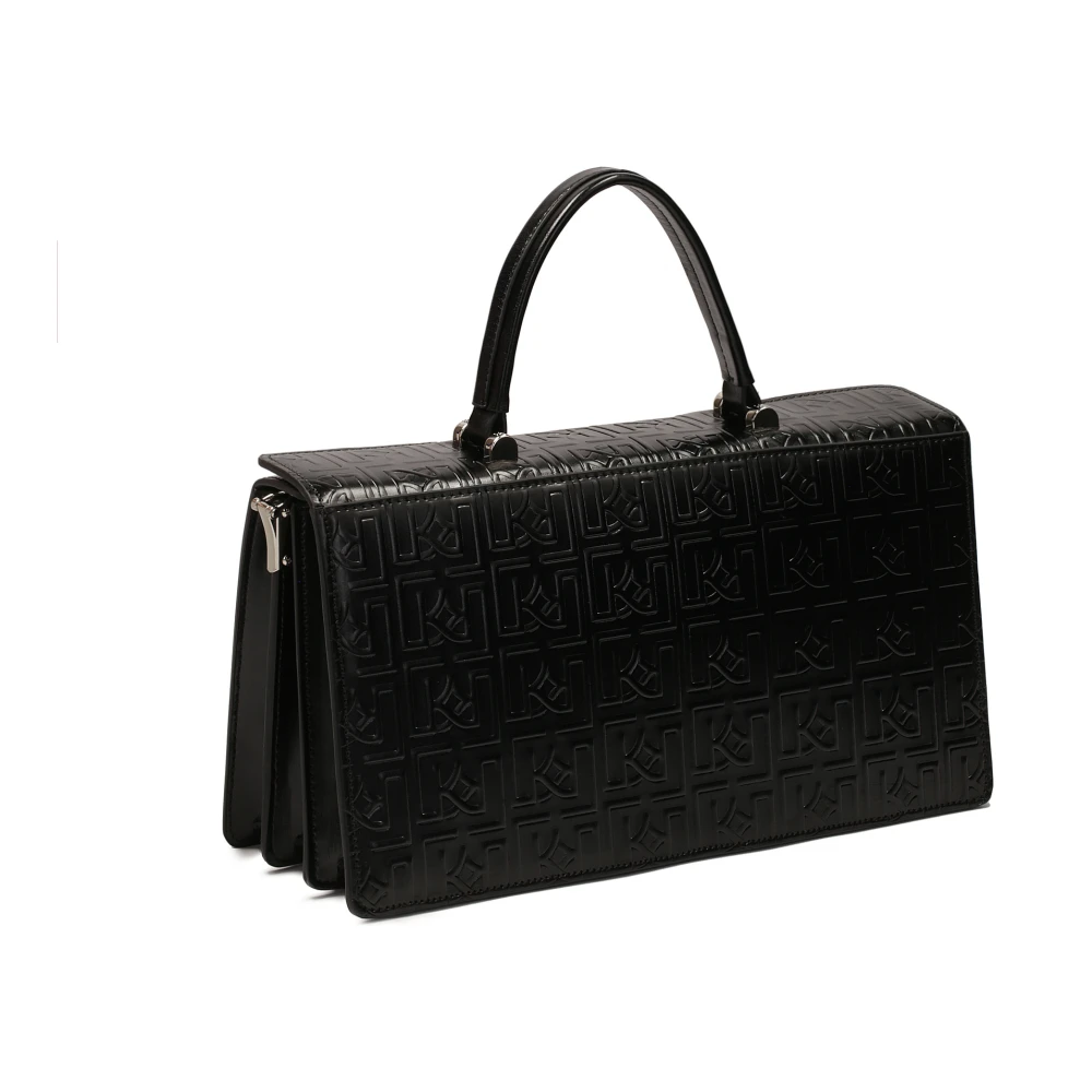 Kazar Leren handtas koffer met handvat en riem Black Dames