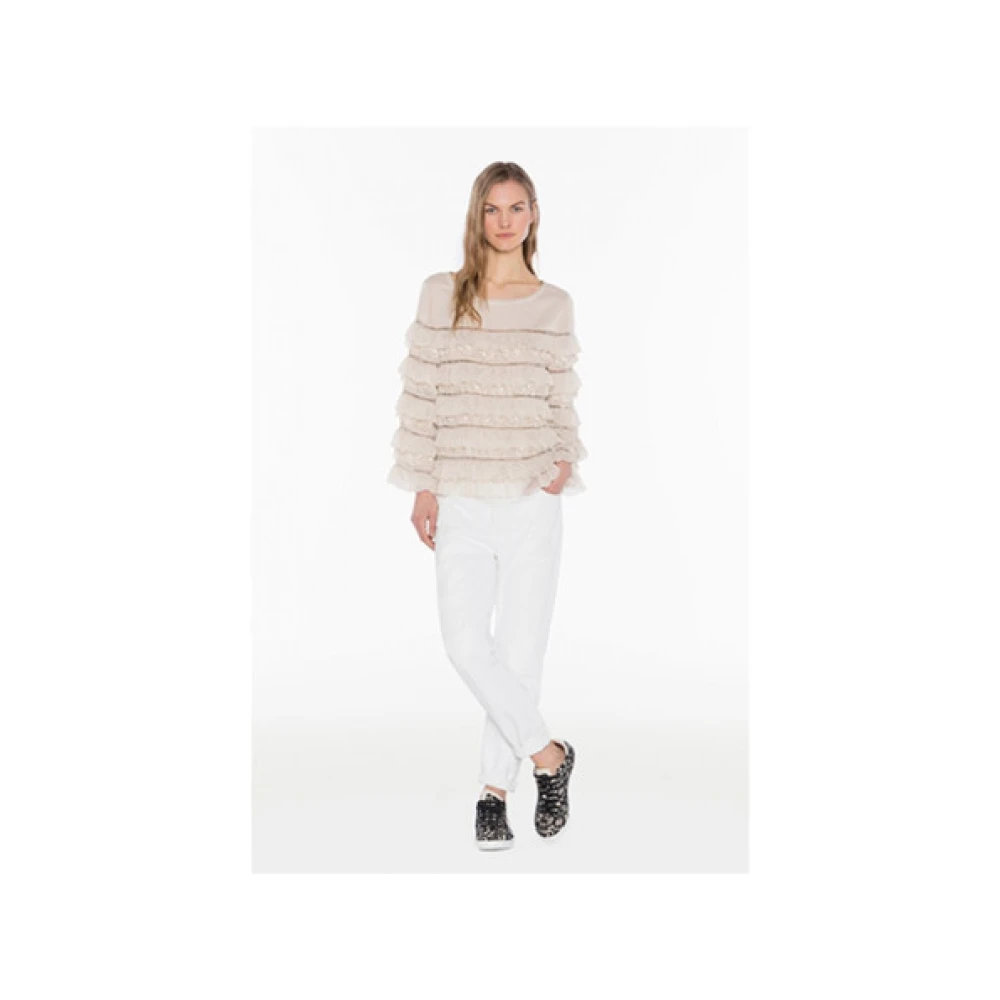 Twinset Witte gescheurde rechte broek White Dames