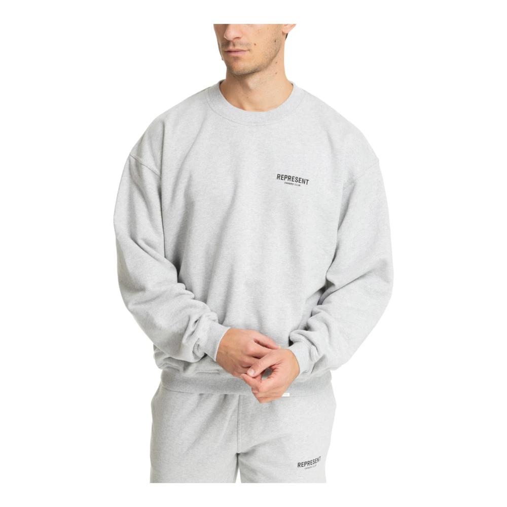 Represent Gestreepte Logo Sweatshirt voor Owners Club Gray Heren