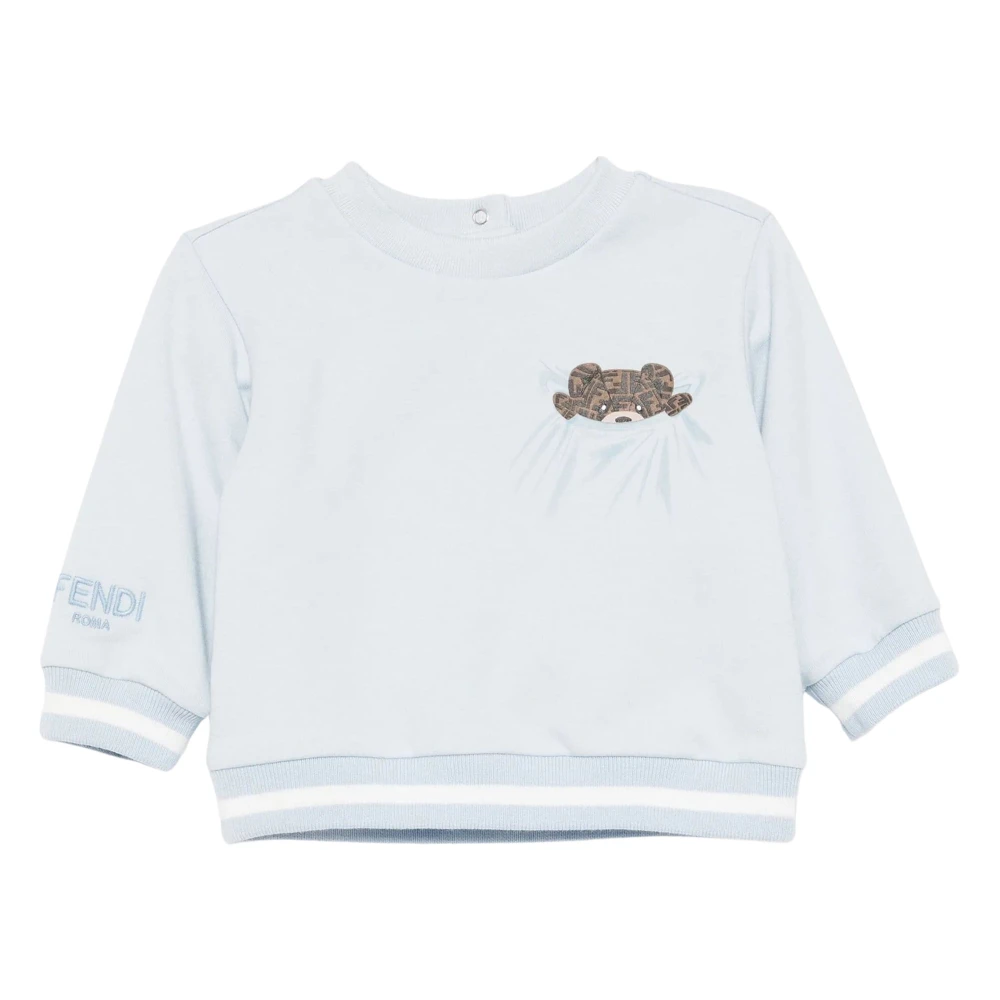 Fendi Blue Bear Sweatshirt For Baby Boys - Unisex - Kids Sweatshirts - Blue - 18 M - Kids
