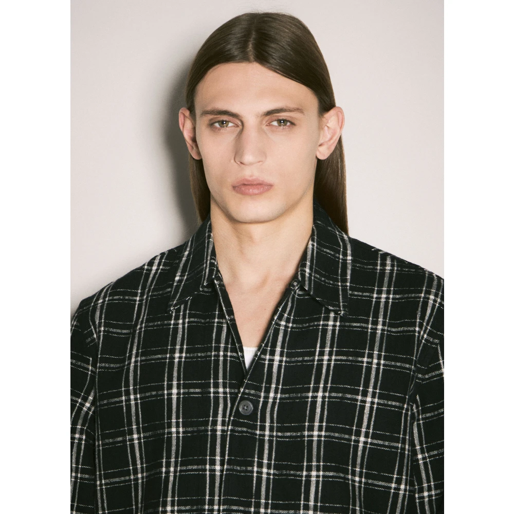 Our Legacy Geruite Katoenen Overshirt Black Heren