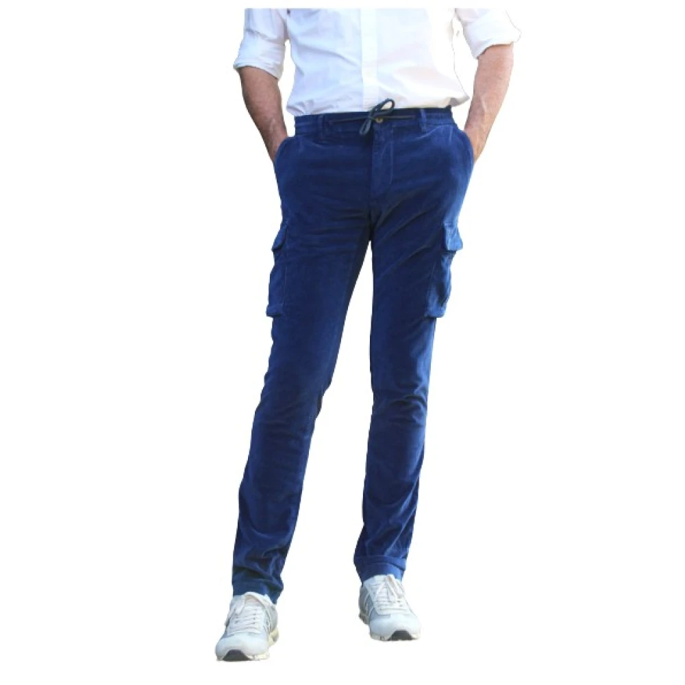 Mason's Cargo Velours Broek Blue Heren