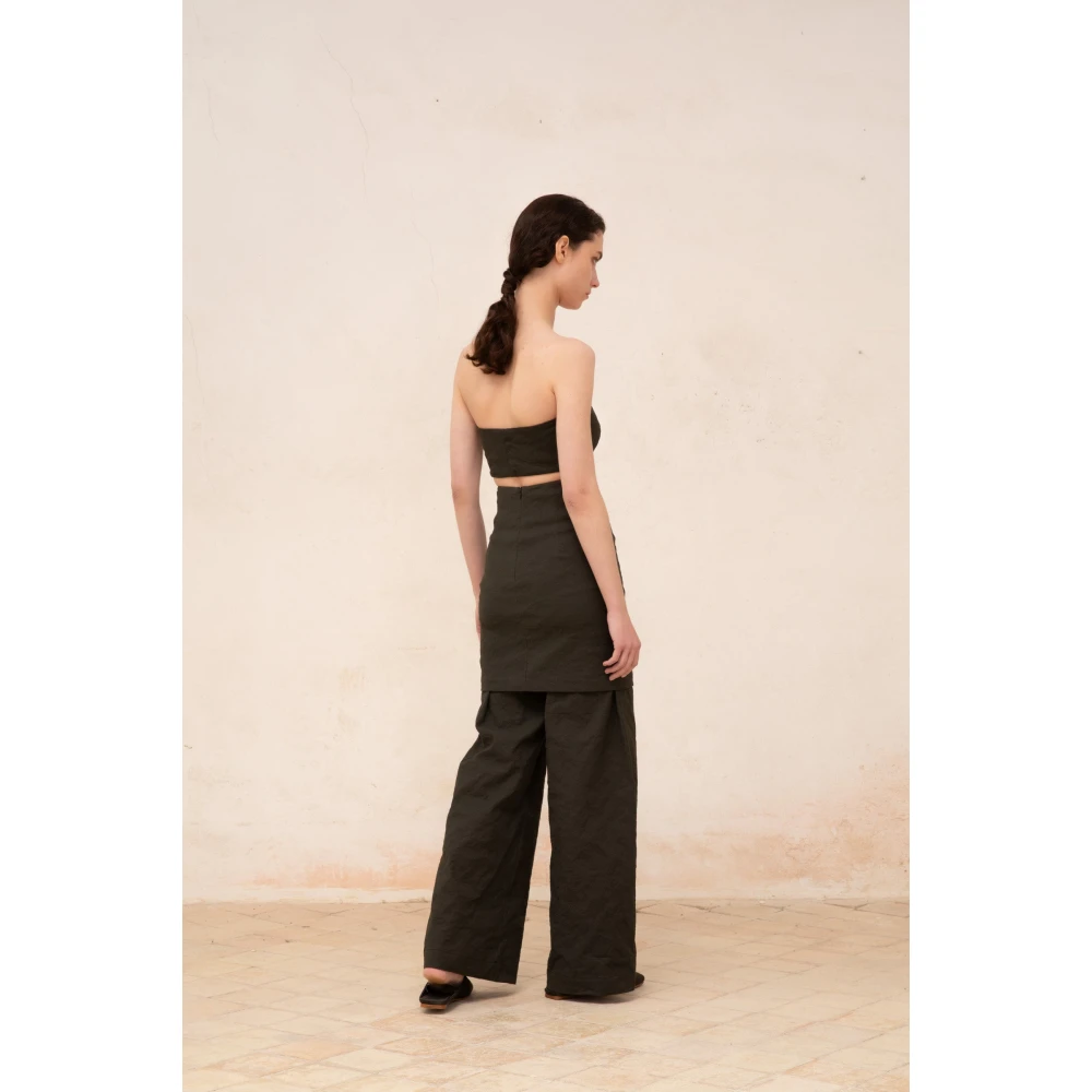 Cortana Metallic Katoenen Bustier Top Black Dames