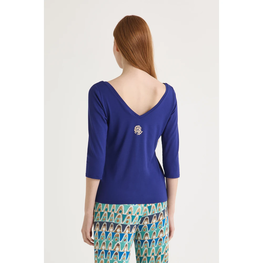Maliparmi Zachte Jersey T-Shirt Blue Dames