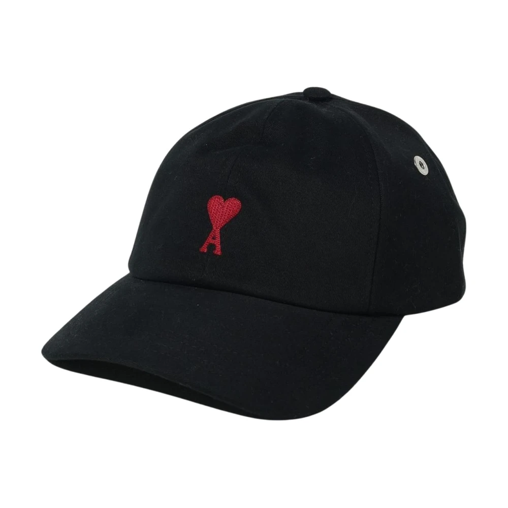 Ami Paris , Hats & Caps, Male, Black, One Size, Embroidered Logo Baseball Cap