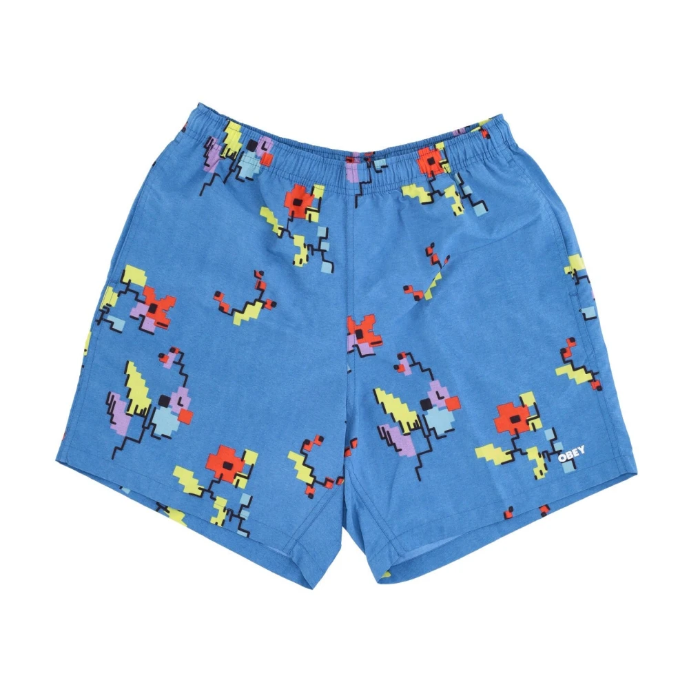 Obey Blauw Multi Digitaal Print Heren Shorts Blue Heren