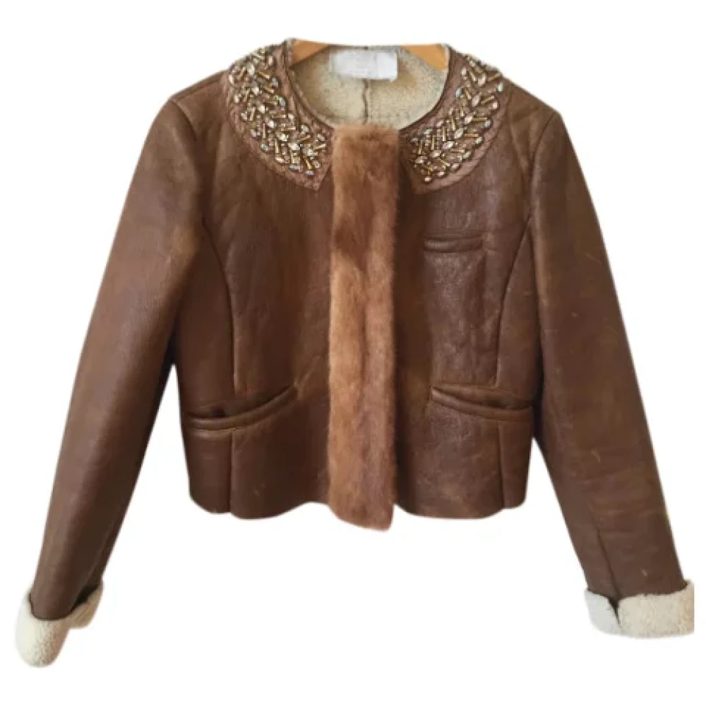 Prada Vintage Pre-owned Fur outerwear Brown Dames