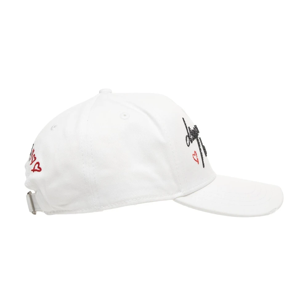 Dsquared2 Witte Distressed Baseball Cap Dames Accessoires White Dames