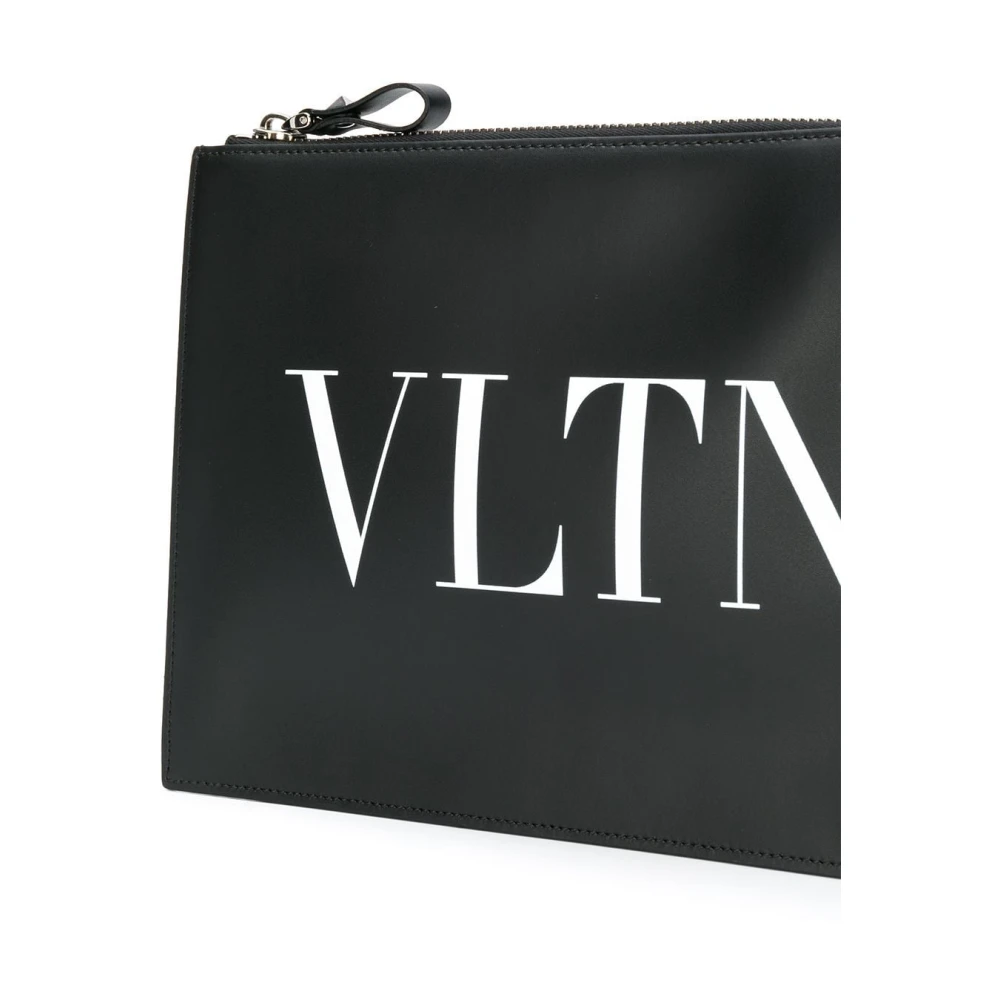 Valentino Garavani Logo Print Leren Polsband Tas Black Heren