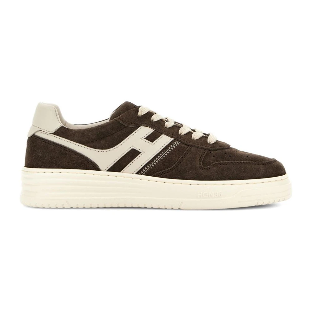 Hogan H630 Suède en Leren Sneakers Heren Schoenen Bruin
