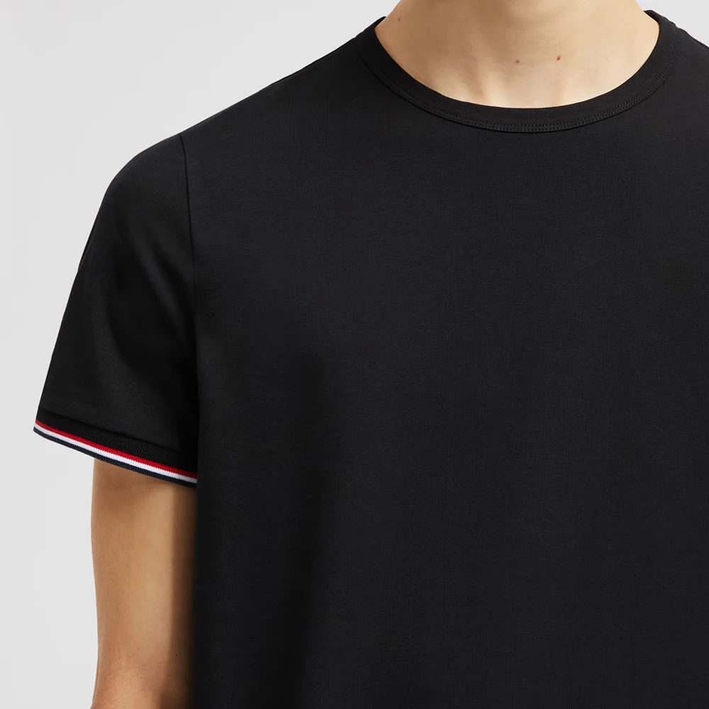 Moncler T-shirt met tricolour afwerking Zwart Black Heren