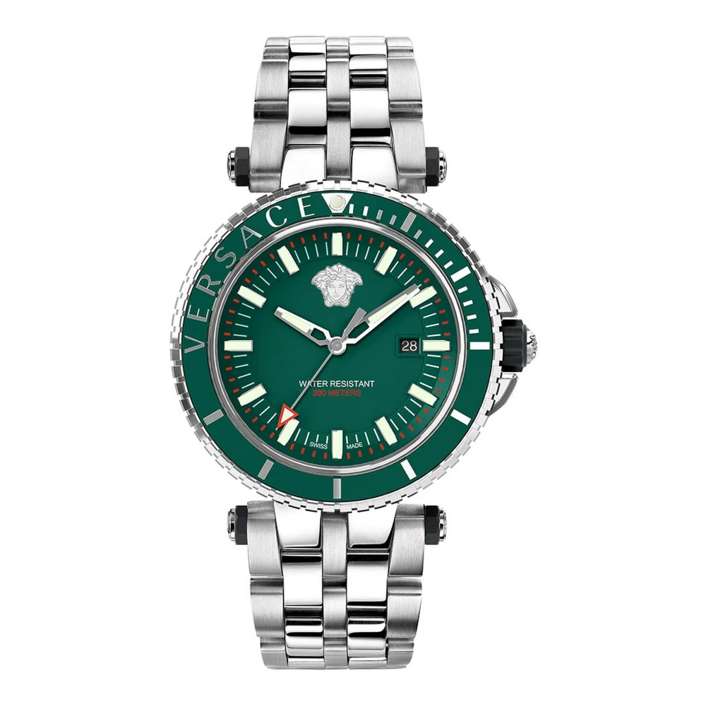 Versace VEAK00721 V-Race Diver green silver Stainless Steel Men's Watch NEW - Image 2
